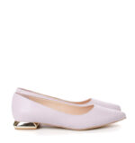 KORA - jasnofioletowe baleriny licowa skóra na płaskim obcasie