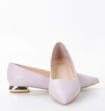 KORA - jasnofioletowe baleriny licowa skóra na płaskim obcasie - obrazek 5