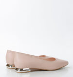 KORA - jasnoróżowe baleriny licowa skóra na płaskim obcasie - obrazek 4