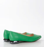 KORA - zielone baleriny licowa skóra na obcasiku - obrazek 3