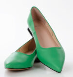 KORA - zielone baleriny licowa skóra na obcasiku - obrazek 6