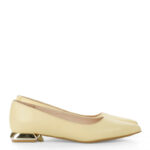 KORA - jasnożółte baleriny licowa skóra na płaskim obcasie