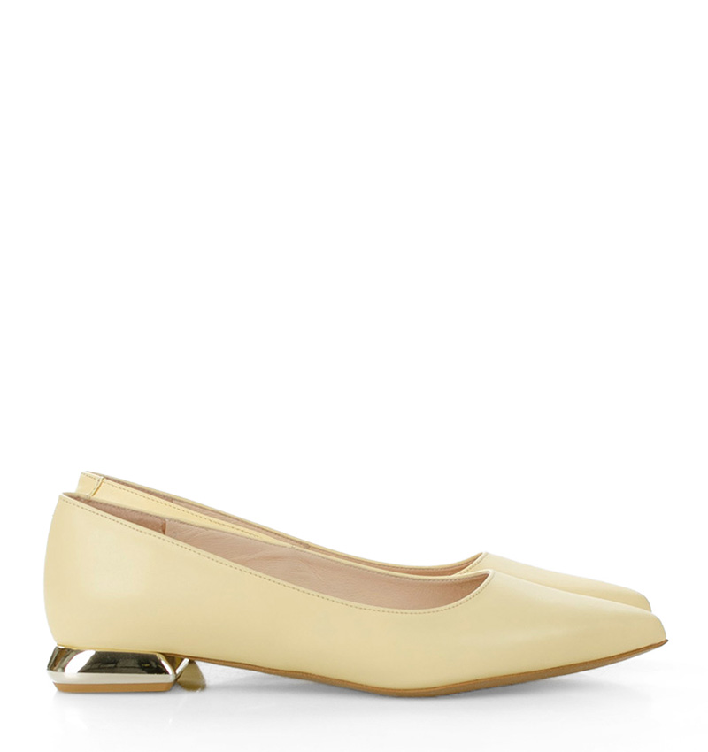 Kora-zolte9.jpg KORA - jasnożółte baleriny licowa skóra na płaskim obcasie - obrazek 1