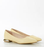 KORA - jasnożółte baleriny licowa skóra na płaskim obcasie - obrazek 3