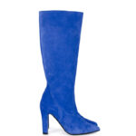 SYLVIA - Niebieskie kozaki do kolana na słupku