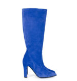 SYLVIA - Niebieskie kozaki do kolana na słupku