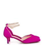 LINDA - Różowe zamszowe szpilki z paskiem - obrazek 2