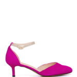 LINDA - Różowe zamszowe szpilki z paskiem