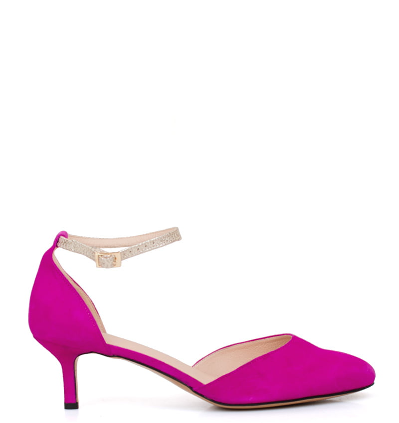 LINDA-roz1.jpg LINDA - Różowe zamszowe szpilki z paskiem - obrazek 1