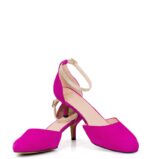 LINDA - Różowe zamszowe szpilki z paskiem - obrazek 5