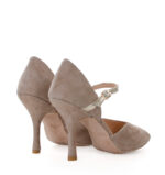 LOURDES - Beżowe sandałki do tańca ze złotym paskiem - obrazek 3