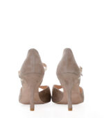 LOURDES - Beżowe sandałki do tańca ze złotym paskiem - obrazek 5