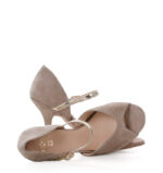 LOURDES - Beżowe sandałki do tańca ze złotym paskiem - obrazek 7