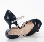 LOURDES - Ciemnogranatowe sandałki do tańca ze srebrnym paskiem - obrazek 6