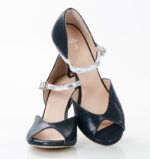 LOURDES - Ciemnogranatowe sandałki do tańca ze srebrnym paskiem - obrazek 5