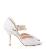 LOURDES - Jasnobeżowe sandałki do tańca ze złotym paskiem