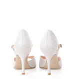 LOURDES - Jasnobeżowe sandałki do tańca ze złotym paskiem - obrazek 4