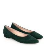 LAIA - Ciemno zielone baleriny zamszowe skóra nosek w szpic - obrazek 2