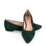 LAIA - Ciemno zielone baleriny zamszowe skóra nosek w szpic - obrazek 3