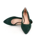 LAIA - Ciemno zielone baleriny zamszowe skóra nosek w szpic - obrazek 4