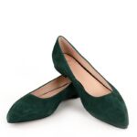 LAIA - Ciemno zielone baleriny zamszowe skóra nosek w szpic - obrazek 5