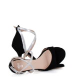 LOUISA - Czarne sandały na szpilce ze srebrnymi paskami - obrazek 5