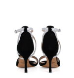LOUISA - Czarne sandały na szpilce ze srebrnymi paskami - obrazek 7