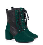MADISON - Ciemno zielone botki za kostki na słupku - obrazek 2