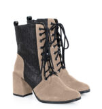 MADISON - Beżowe botki za kostki na słupku - obrazek 2