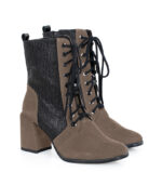 MADISON - Ciemno beżowe botki za kostki na słupku - obrazek 2