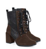 MADISON - Ciemno brązowe botki za kostki na słupku - obrazek 2