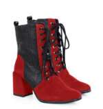 MADISON - Czerwone botki za kostki na słupku - obrazek 2