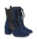 MADISON - Granatowe botki za kostki na słupku - obrazek 2