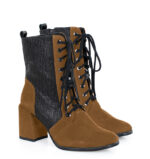 MADISON - Brązowe botki za kostki na słupku - obrazek 2