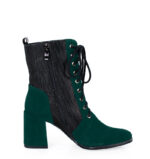 MADISON - Ciemno zielone botki za kostki na słupku - obrazek 5