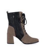 MADISON - Ciemno beżowe botki za kostki na słupku - obrazek 5