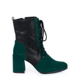 MADISON - Ciemno zielone botki za kostki na słupku