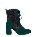 MADISON - Ciemno zielone botki za kostki na słupku