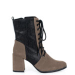 MADISON - Ciemno beżowe botki za kostki na słupku