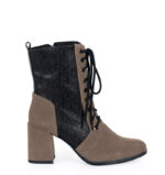 MADISON - Ciemno beżowe botki za kostki na słupku