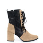 MADISON - Jasno beżowe botki za kostki na słupku