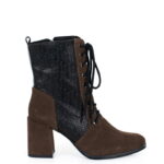 MADISON - Ciemno brązowe botki za kostki na słupku