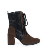 MADISON - Ciemno brązowe botki za kostki na słupku