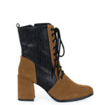 MADISON - Brązowe botki za kostki na słupku