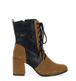 MADISON - Brązowe botki za kostki na słupku