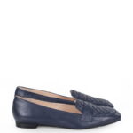 MARSHA - Granatowe mokasyny licowa skóra
