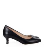 MAVIS - Czarne czółenka na niskim obcasie licowa skóra - obrazek 2