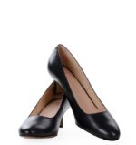 MAVIS - Czarne czółenka na niskim obcasie licowa skóra - obrazek 7