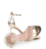 MEGAN - Złote sandałki na szpilce licowa skóra - obrazek 7