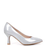 NADINE - Srebrne szpilki średni obcas